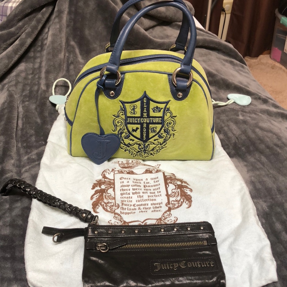 Leather and velour juicy couture bowler bag